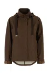 Herno Linen Blend Jacket In Brown