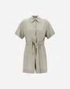 Herno Linen-blend Shirt Jumpsuit In Chantilly