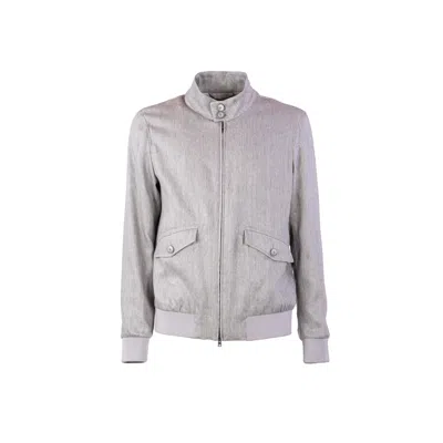Herno Linen Bomber Jacket In Gray