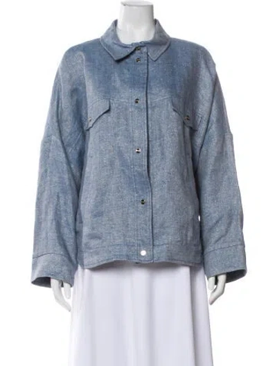 Pre-owned Herno Linen Denim Jacket W/ Tags In Blue