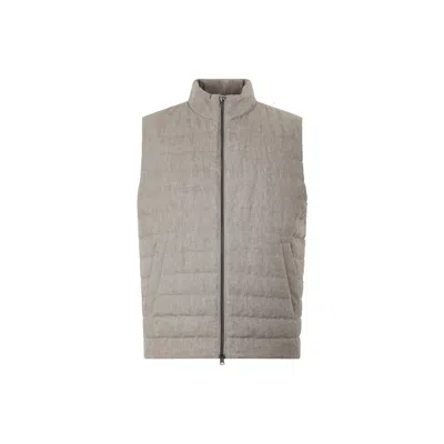 Herno Linen Down Gilet In Gray