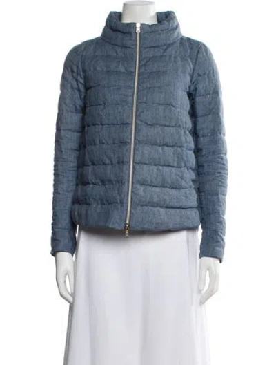 Pre-owned Herno Linen Down Jacket In Blue