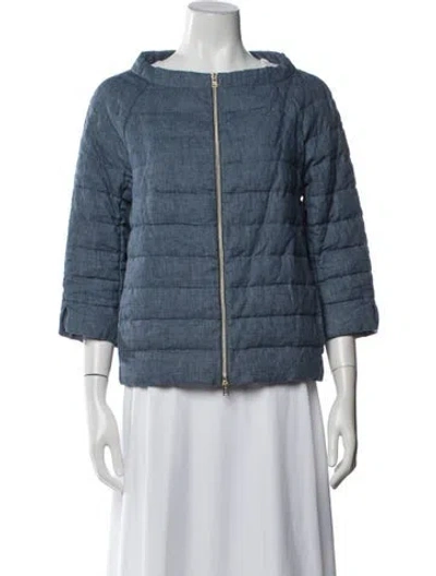 Pre-owned Herno Linen Down Jacket In Blue