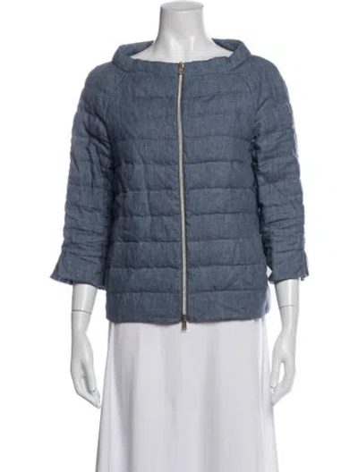 Pre-owned Herno Linen Down Jacket In Blue