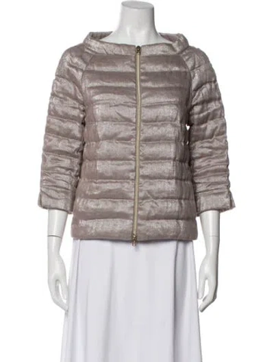 Pre-owned Herno Linen Down Jacket In Gray