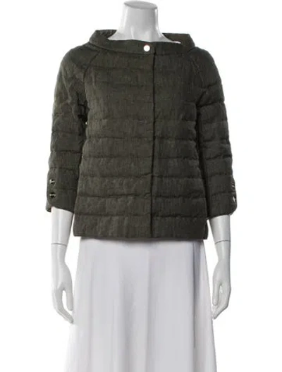 Pre-owned Herno Linen Down Jacket In Green