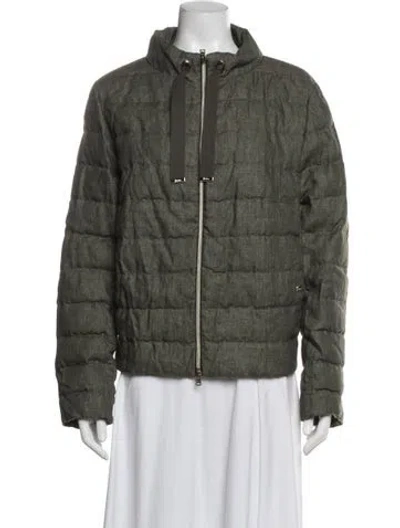 Pre-owned Herno Linen Down Jacket W/ Tags In Green