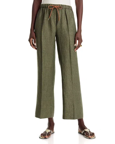 Herno Linen Drawstring Pants In Green