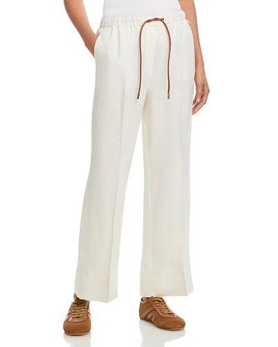 Herno Linen Drawstring Pants In White