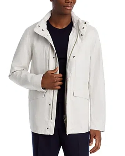 Herno Linen Full Zip Jacket In Grey