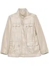 Herno Coated Linen Jacket In Neutrals
