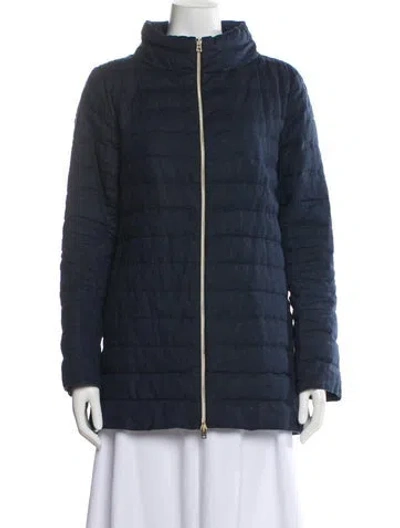 Pre-owned Herno Linen Plaid Print Jacket In Blue