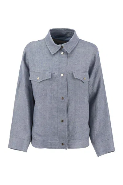Herno Linen Shirt-cut Jacket In Blue