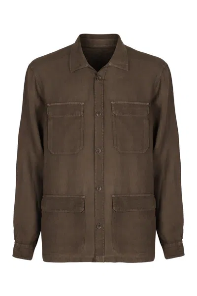 Herno Linen Shirt In Green