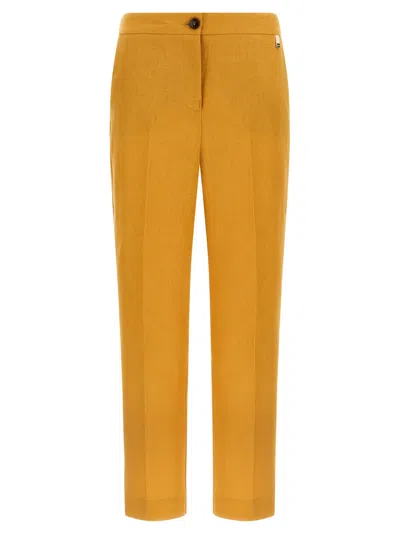 Herno Linen Tailored Trousers In Gold