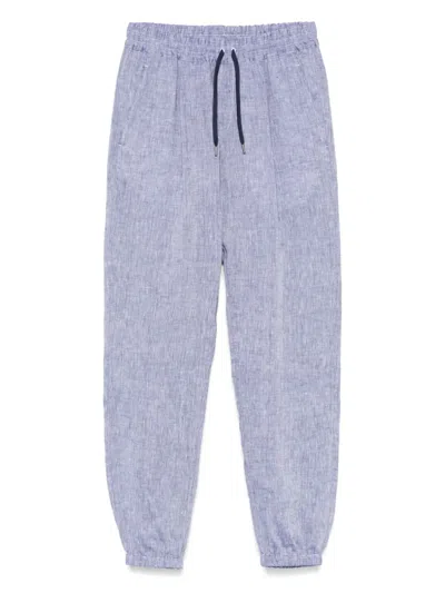 Herno Linen Trousers In Blue