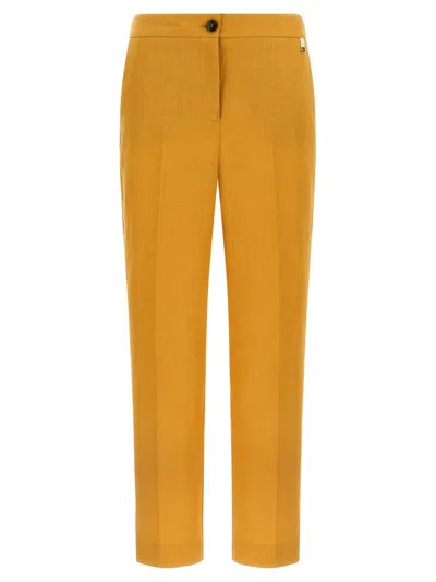 Herno Linen Trousers In Orange