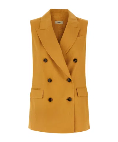 HERNO HERNO DOUBLE-BREASTED LINEN BLAZER