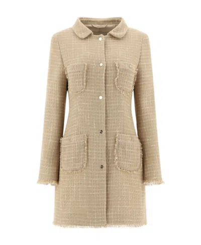 Herno Fringed Pocket Coat In Neutral