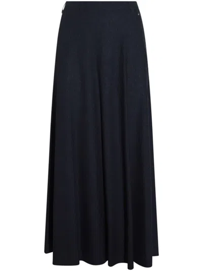 Herno Blue Viscose Skirt In Black