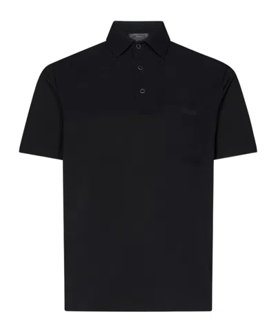 Herno Logo-debossed Polo Shirt In Black