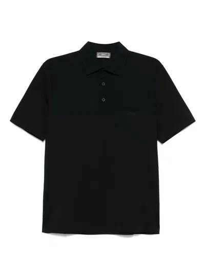 Herno Logo-debossed Polo Shirt In Schwarz