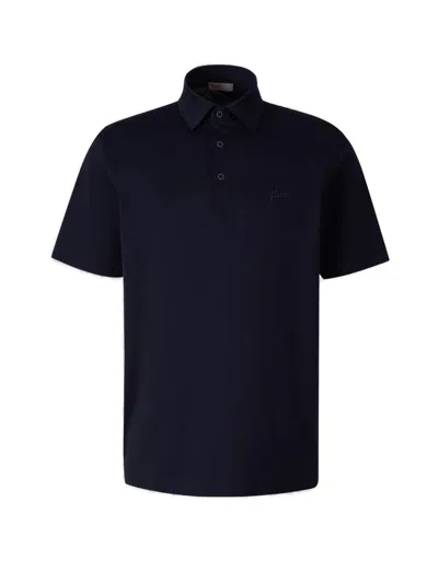 Herno Logo Detailed Short Sleeved Polo Shirt In Blu