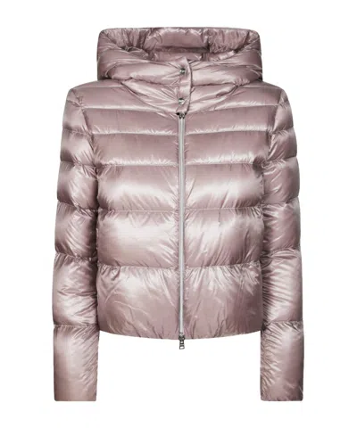 Herno Logo Down Jacket In Brown