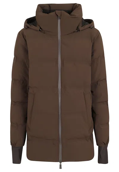 Herno Logo Down Jacket In Brown