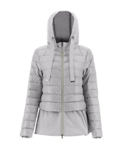 Herno Logo Down Jacket In Gray
