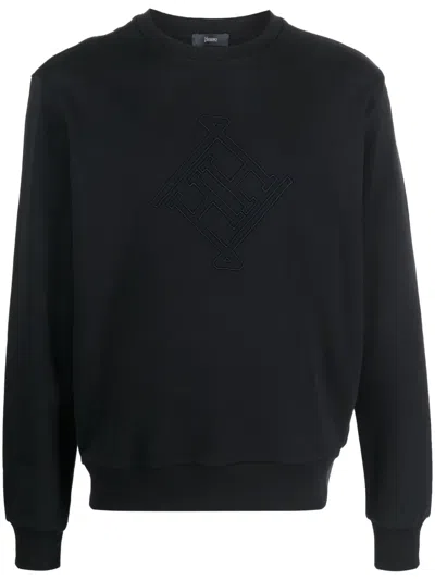 Herno Logo-embroidered Cotton Sweatshirt In Blue