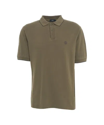 Herno Embroidered-logo Polo Shirt In Green
