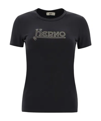 Herno Logo-embroidered T-shirt In Black