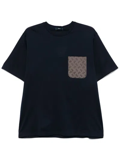 Herno Logo-embroidered T-shirt In Blue