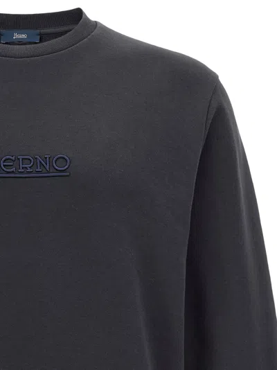Herno Logo Embroidery Sweatshirt In Blue