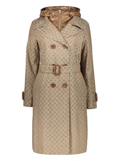 Herno Logo-jacquard Trench Coat In Beige