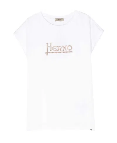 Herno White Interlock Jersey Logo T-shirt