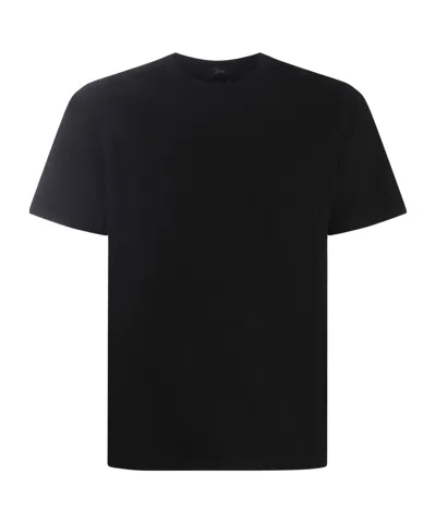 Herno Stretch-cotton Jersey T-shirt With Scuba Details In Black