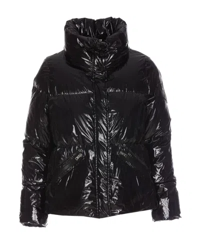 Herno Logo-patch High-shine Puffer Jacket In Black