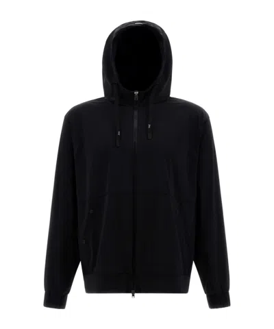 Herno Logo-patch Hooded Jacket In Black