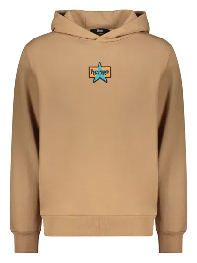 HERNO LOGO-PATCH HOODIE