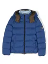 Herno Logo-patch Padded Hooded Jacket In Blue