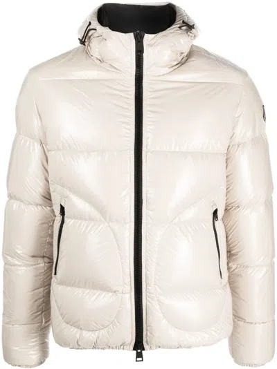 Herno Logo-patch Padded Hooded Jacket In Nude