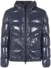 Herno Logo-patch Patent Padded Jacket In Blue