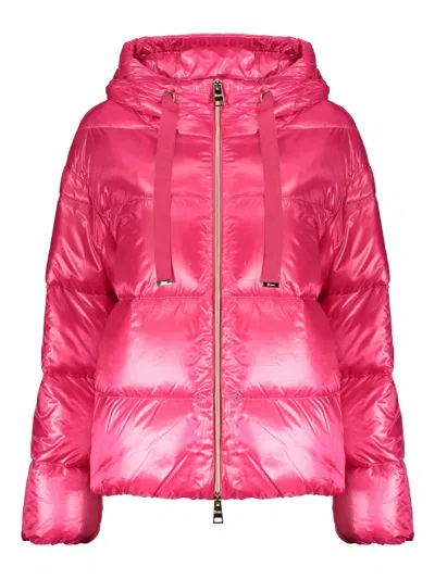 Herno Logo-patch Padded Jacket In Pink