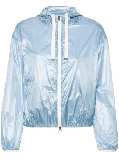 Herno Logo-patch Taffeta Jacket In Blue