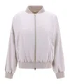 Herno Luxury Satin Bomber Jacket In White
