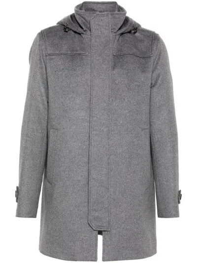 Herno Logo-plaque Coat In Grey