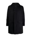 Herno Logo-plaque Fine-ribbed Parka Coat In Black