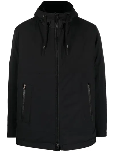 Herno Logo-plaque Hooded Jacket In Black